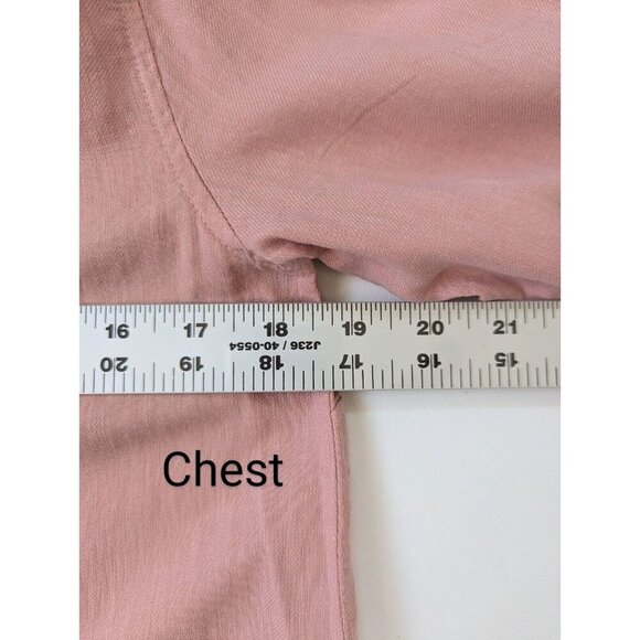 Cloth & Stone Anthropologie Top Womens XS Pink Linen 1/2 Button Up Long Sleeves - Picture 3 of 9